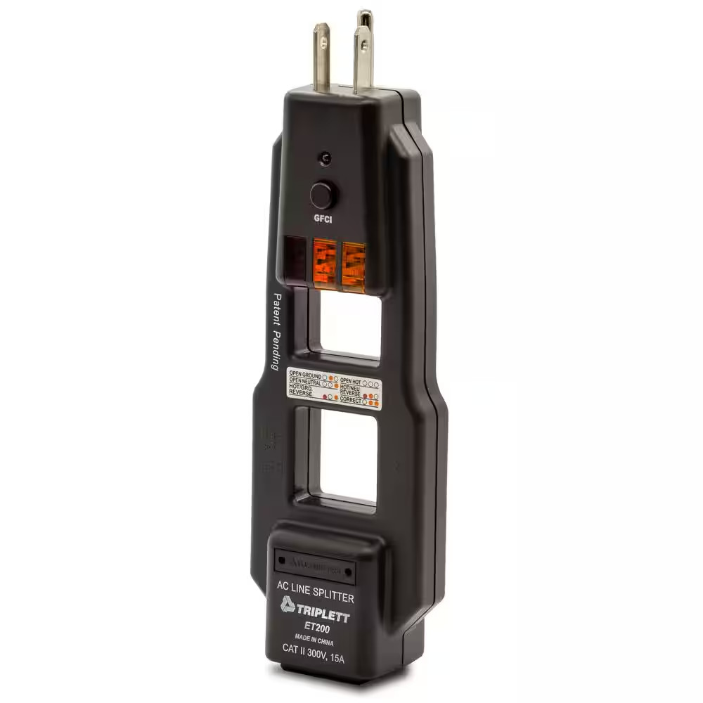 Combination AC Line Spliter and GFCI Receptacle Tester