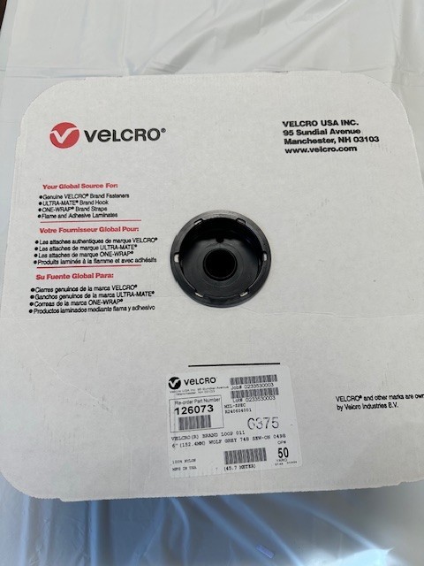 Velcro 6" Loop, Wolf Gray, 100 yrds