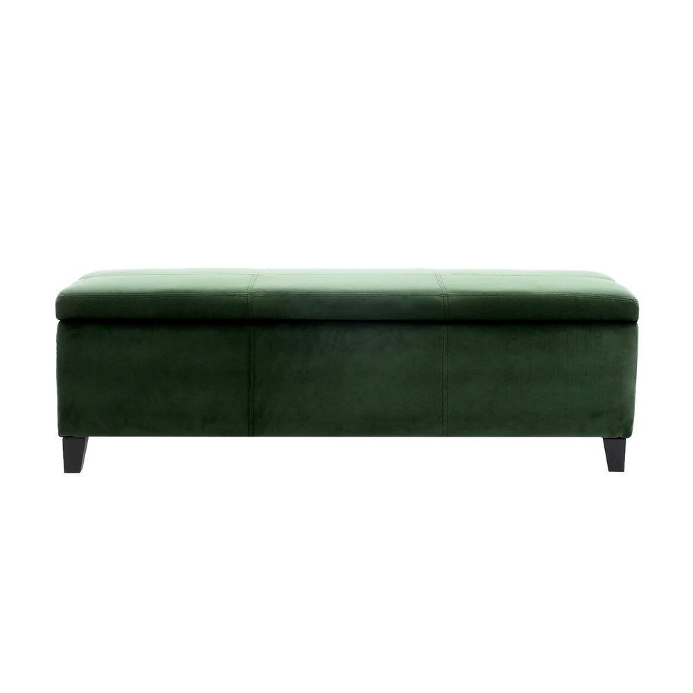 Upholstered Storage Forest Green Ottoman Bench
