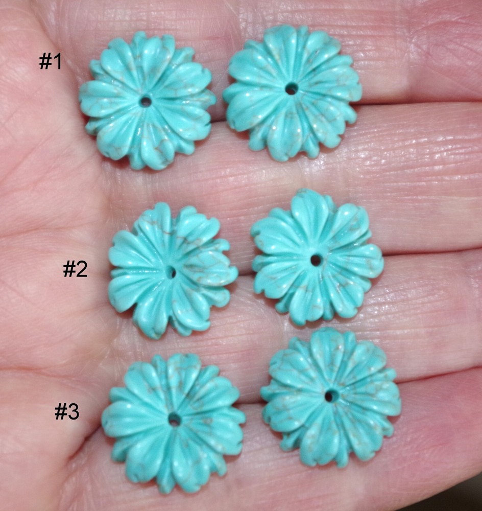 15MM Turquoise Flower Jackets For Stud Earrings Use With Any Studs Multi Listing