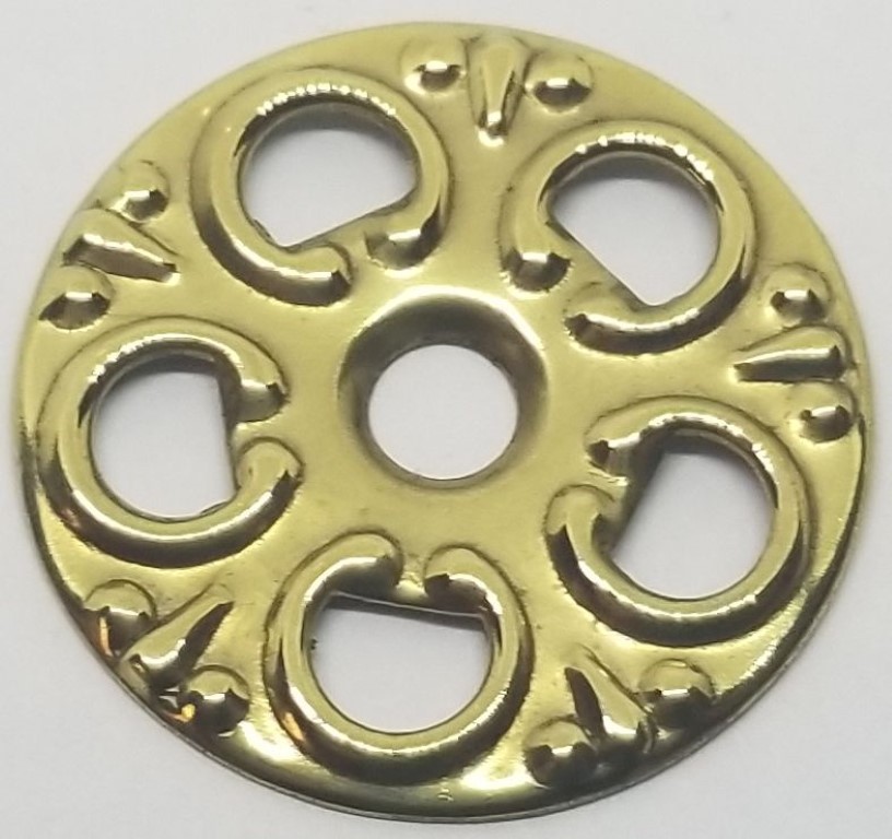 Stamped Brass BACKPLATE Victorian bail pull pierced rosette fancy decorative old