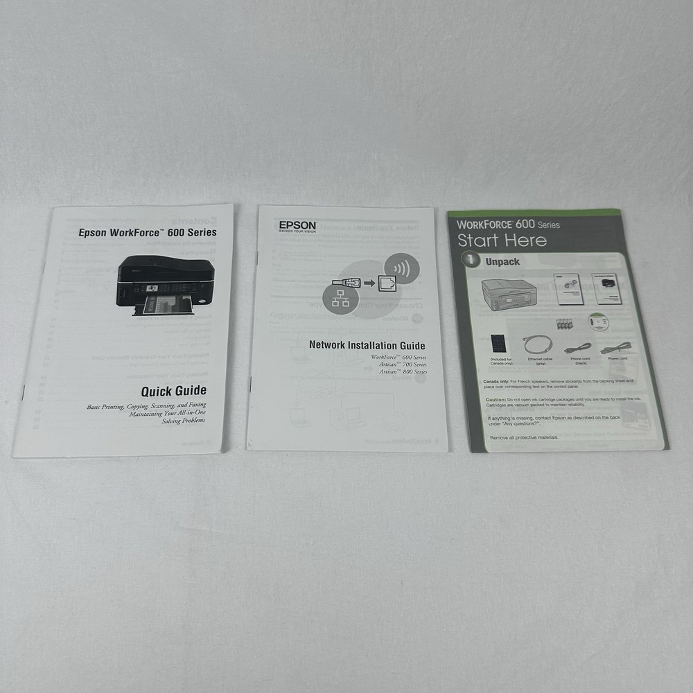 Epson WorkForce 600 Series Printer Manuals - Quick Guide & Network Installation