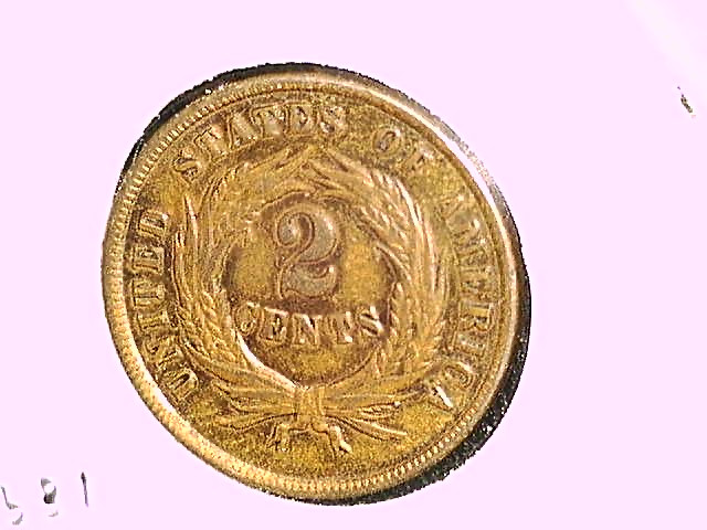 1865 Plain 5 Repunched Date FS-301 Two Cent Coin