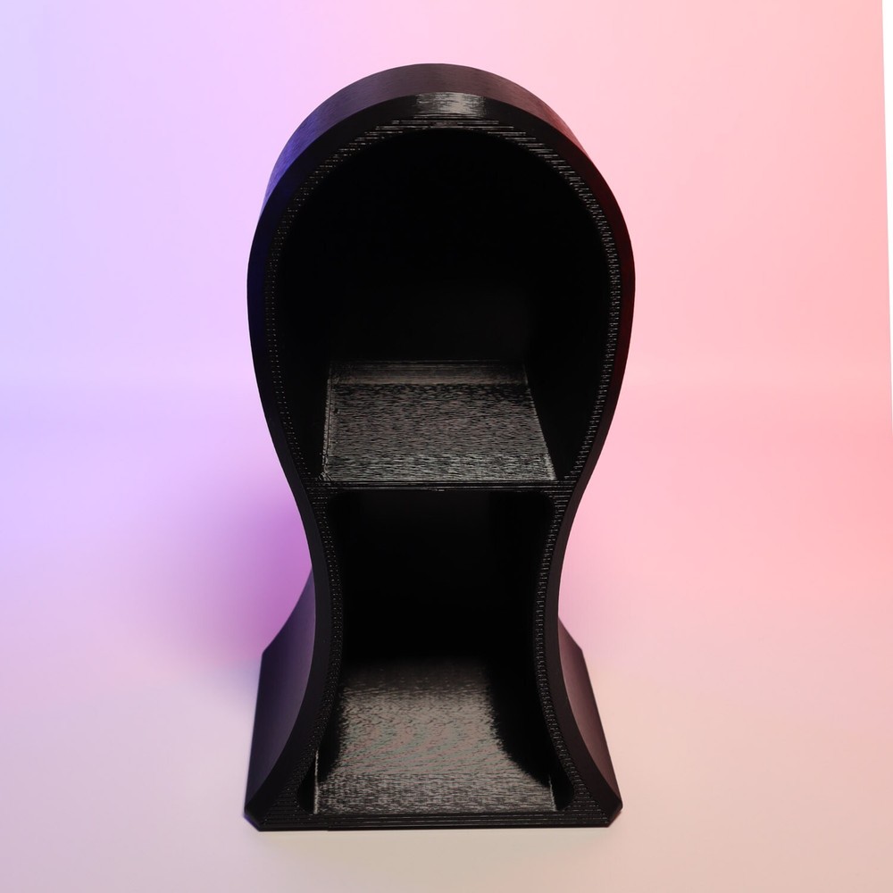 Headphone Stand with Storage Compartment, Black, Dual-Level Design
