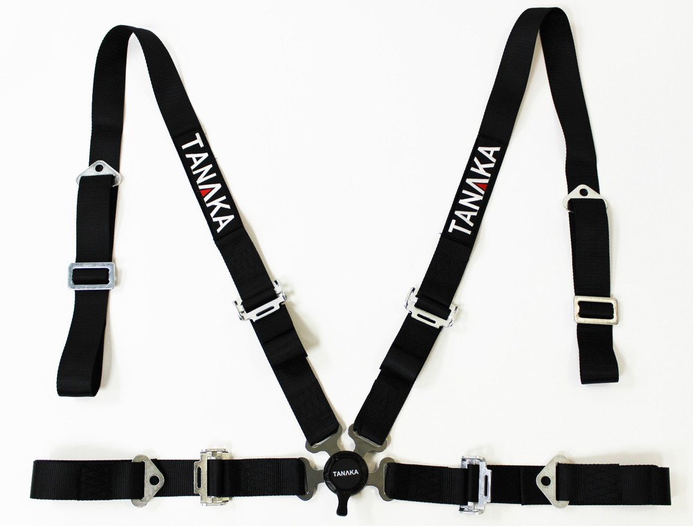 1 TANAKA UNIVERSAL BLACK 4 POINT CAMLOCK QUICK RELEASE RACING SEAT BELT HARNESS