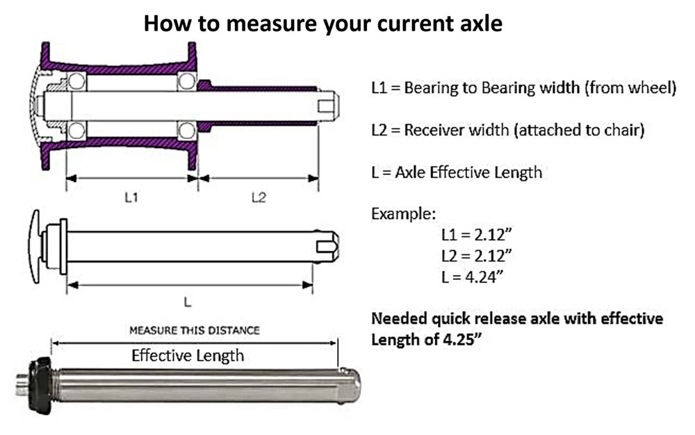 1/2" x 4 3/4" Quick release axle for wheelchairs, BIG button