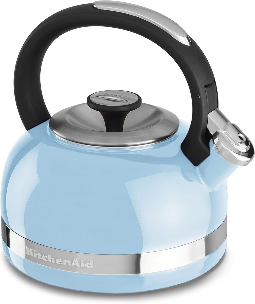 KitchenAid 2.0-Quart Porcelain Stovetop Tea Whistle Kettle, 2 Qt, Cameo Blue