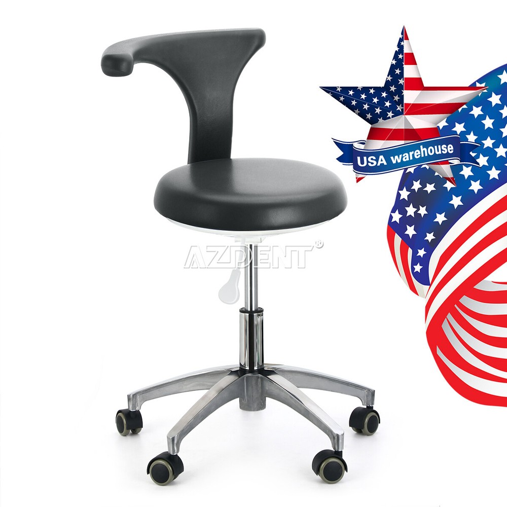Dental Mobile Stool Dotor Chair Adjustable Height Backrest 360° Universal Caster