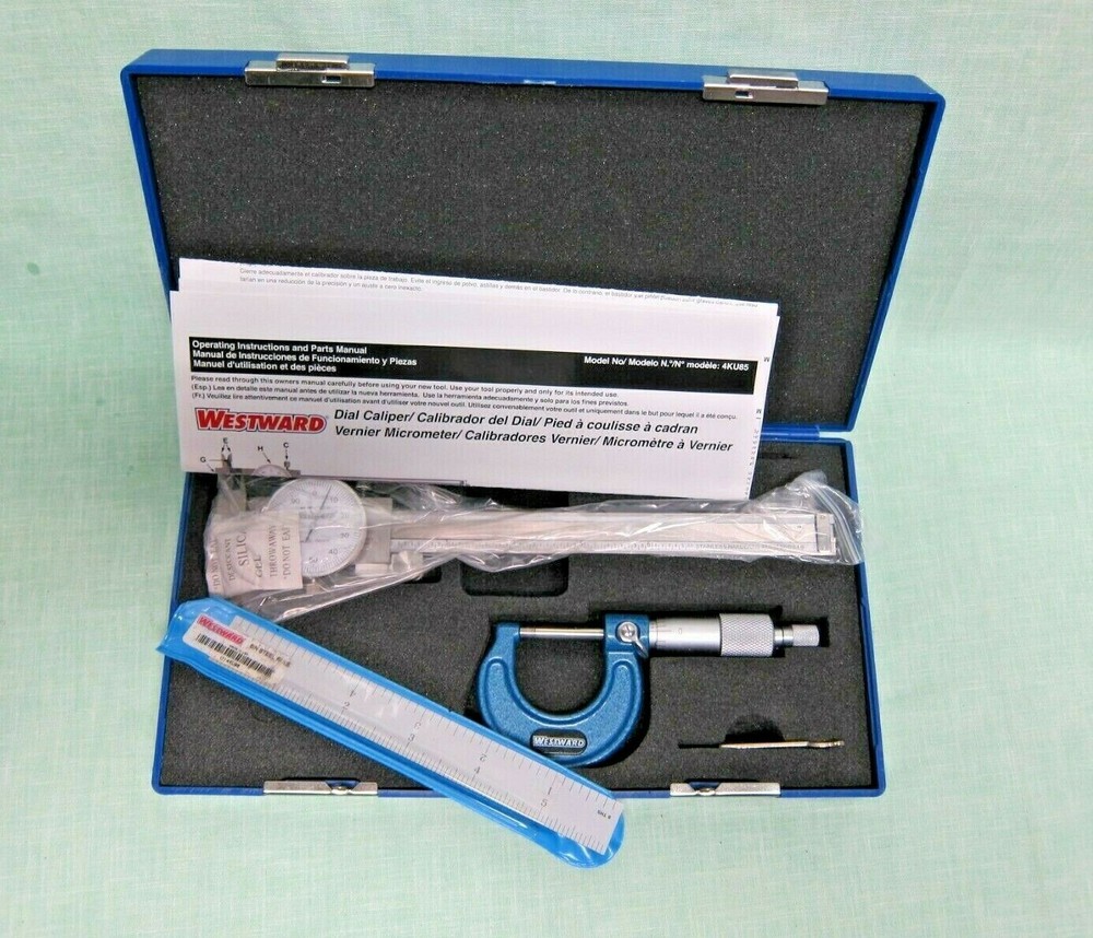 WESTWARD 4KU85 Precision Measuring Tool Kit 3pc