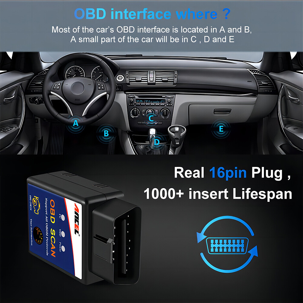 OBD2 Scanner Code Reader Bluetooth Auto Diagnostic Tool Engine Light Check V1.5