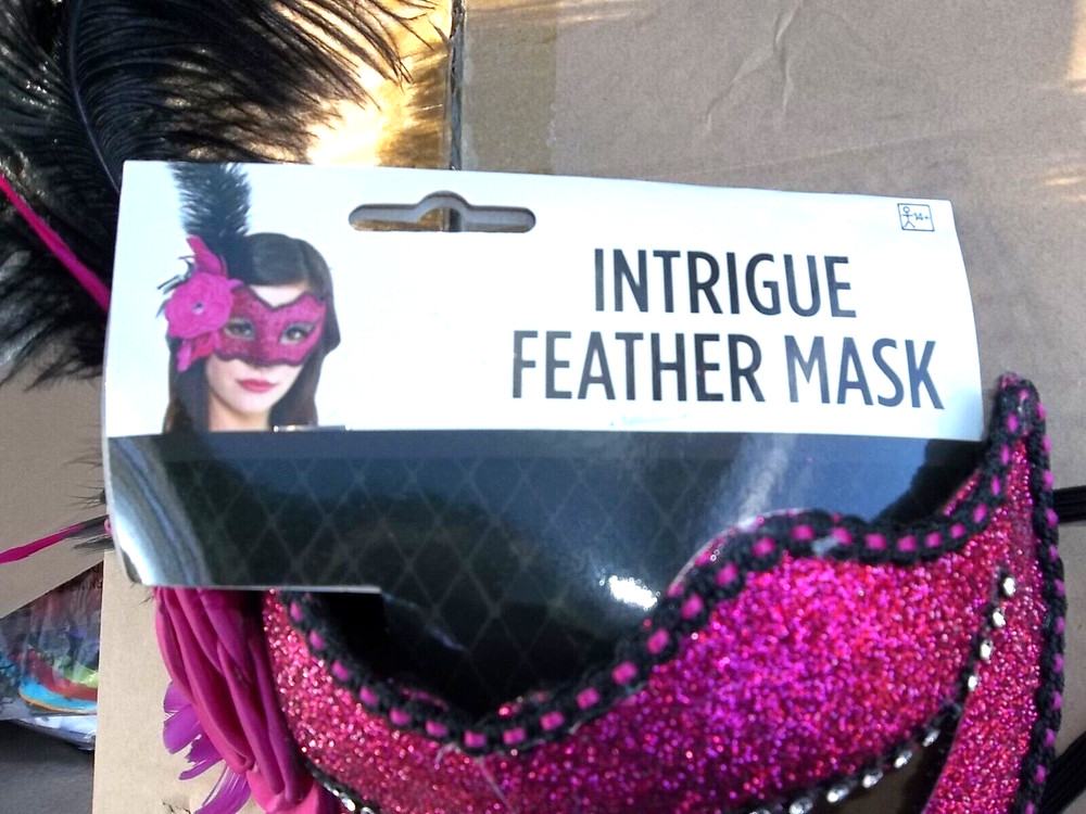 Intrigue Feather Pink Masquerade Mask