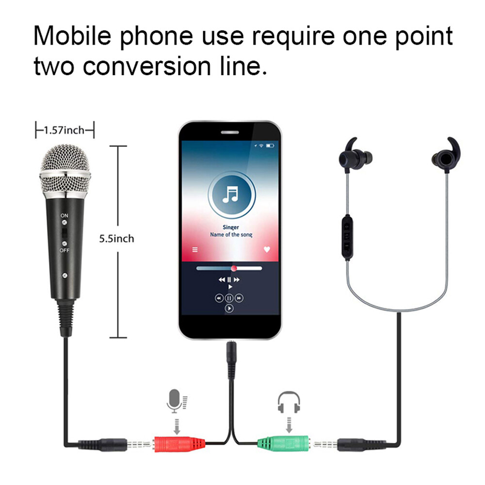 Condenser Recording Microphone 3.5mm Plug & Play for Mac PC Android Gaming Black