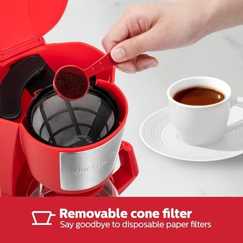 - Drip Coffee Maker - Convenient and User Friendly with Permanent 5 Cup Red