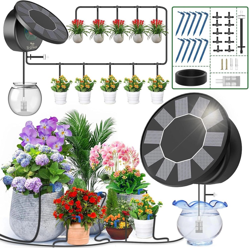 Solar Drip Irrigation System Kit,DIY Irrigation System for Garden Yard Automatic