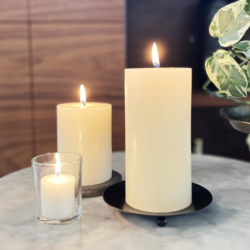 (2 pack) Single Wick 3" x 6" Pillar Candle, Unscented, Ivory