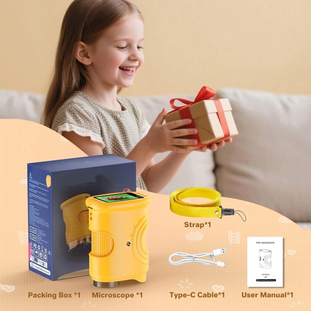 USB Handheld Digital Microscope 1000x with Screen for Kids Science Learning Tool