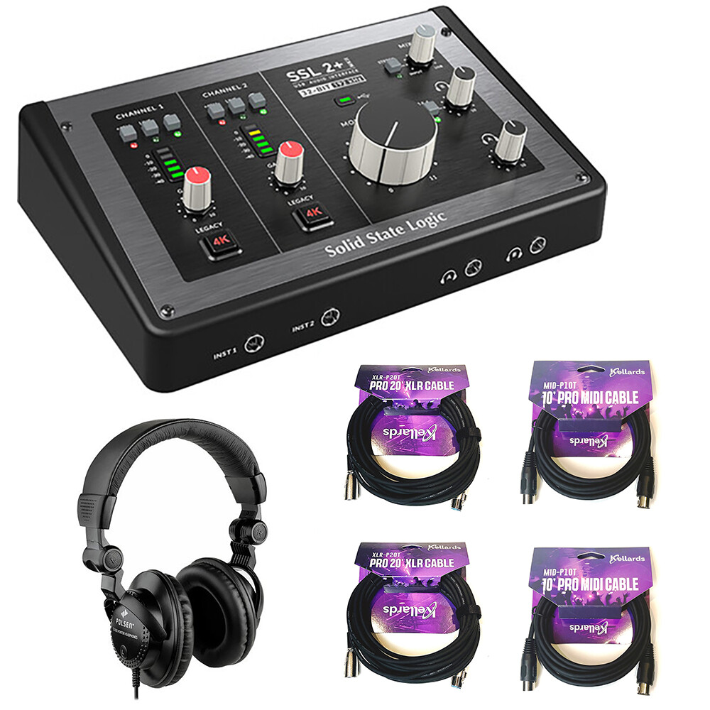 Solid State Logic SSL 2+ MKII - Audio Interface w/ Headphones, XLR & MIDI Cable