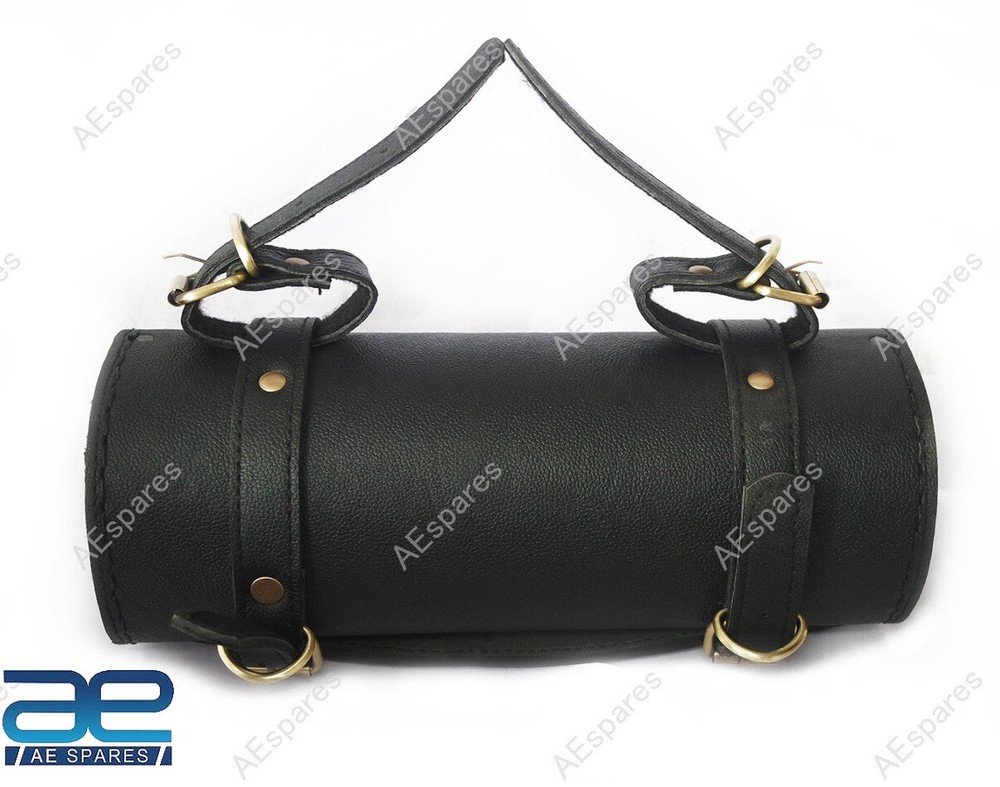 Pure Leather Tool Roll Bag Black For Harley Davidson Motorcycle ECs