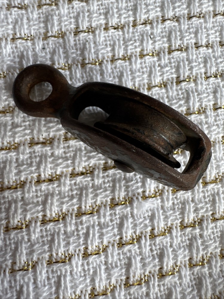Antique Block Pulley Small 2.5 Inches Rustic Cast Iron - Possible Flag Pole