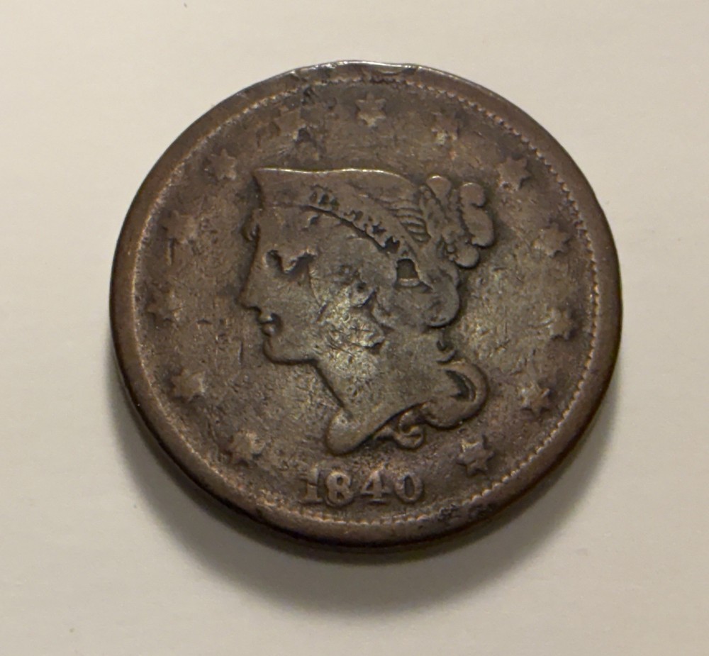 1840 'Small Date' Braided Hair Large Cent