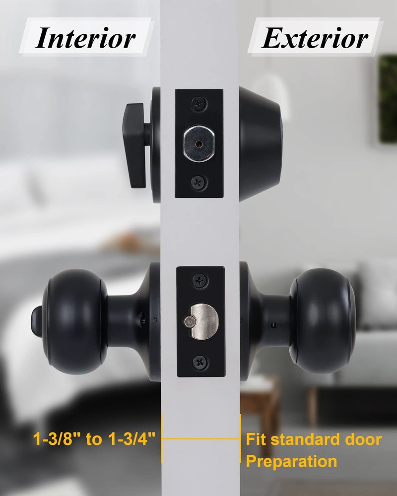 Lanwandeng All Keyed Alike Entry Door Knobs and Single 1 Pack, Matte Black