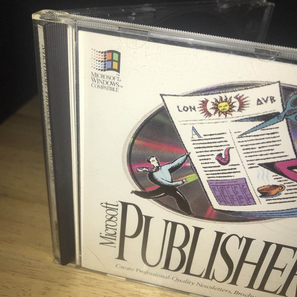 Microsoft Publisher Version 2.0 (1994) Vintage Software Case, Cert. Of Auth Incl