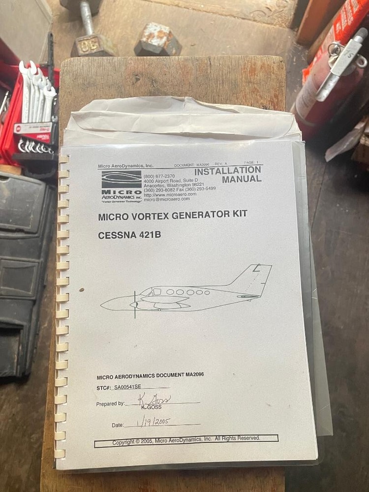 Micro vortex generator kit manual Cessna 421B