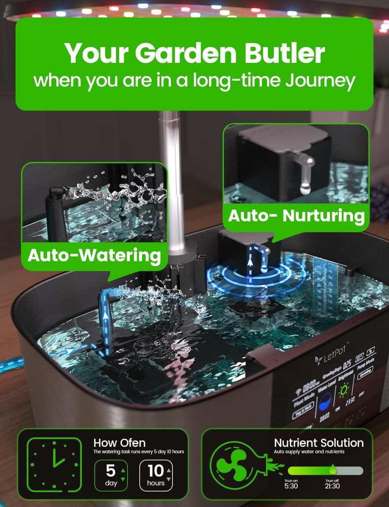 Letpot Lph-Max Hydroponics Growing System Kit, 21 Pods APP & Wifi Automatic Cont