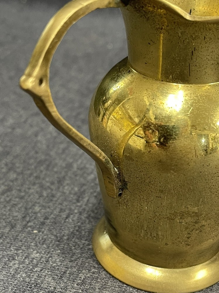 Small Brass Creamer With Handle 4” Tall Heavy