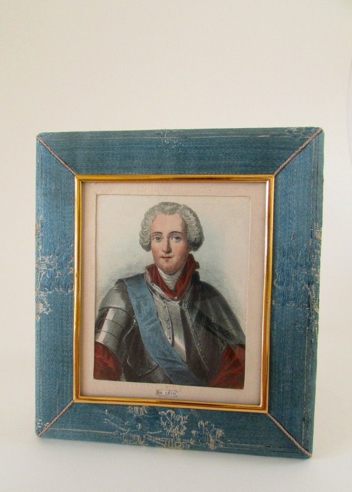 Antique Old Arts New York Blue Silk Frame 6"
