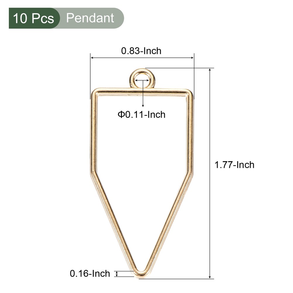 10 Pcs Polygon Geometric Hollow Frame Pendants (Gold Tone)