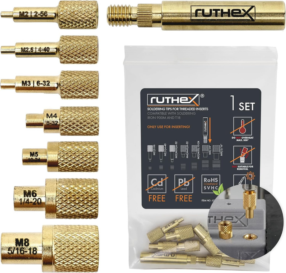 7X Soldering Tips/Heat Set Insert Tips - for Thread Inserts M2 / M2.5 / M3 / ...
