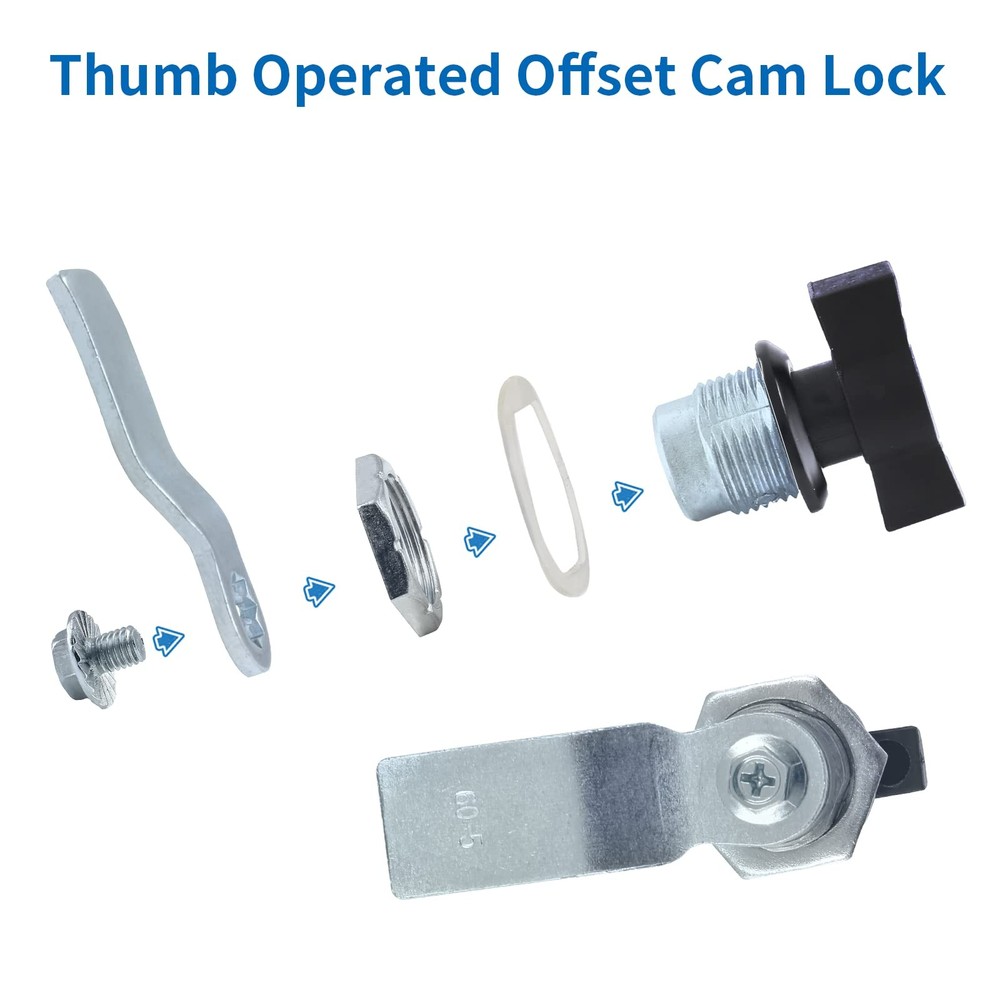 Offset Cam Locks with Thumb Operated Black Handle - 2 Pack Non-Locking