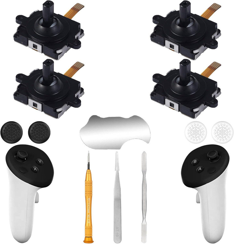 4 Pack Joystick Replacement Kit for Meta Quest 3 Controller(12 in One), Repai...