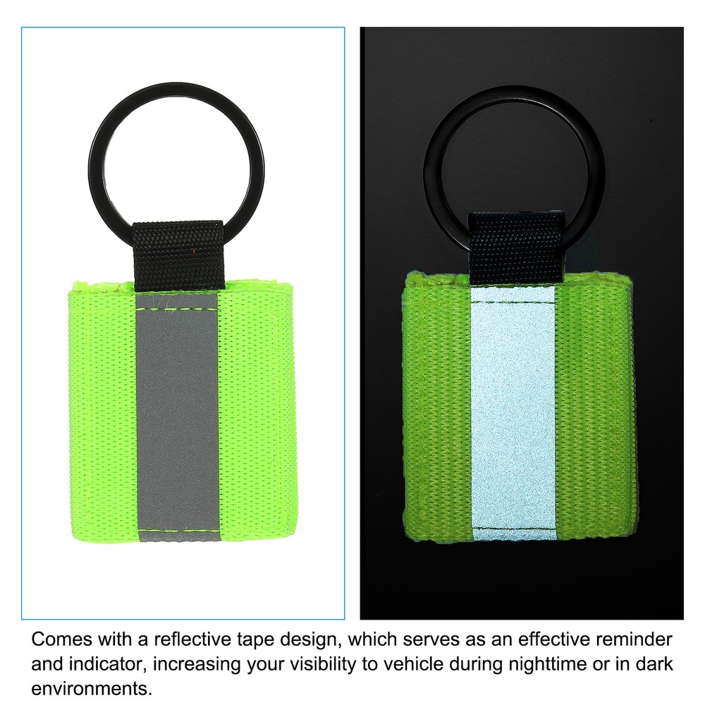 4 Pcs Reflective Keychain Tags, Reflective Zipper Pulls, Green