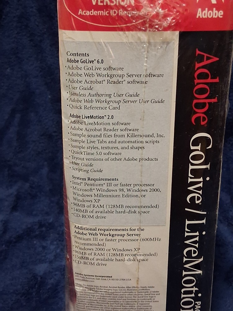 Adobe Go Live/Live Motion Pack Windows Education Version NIB