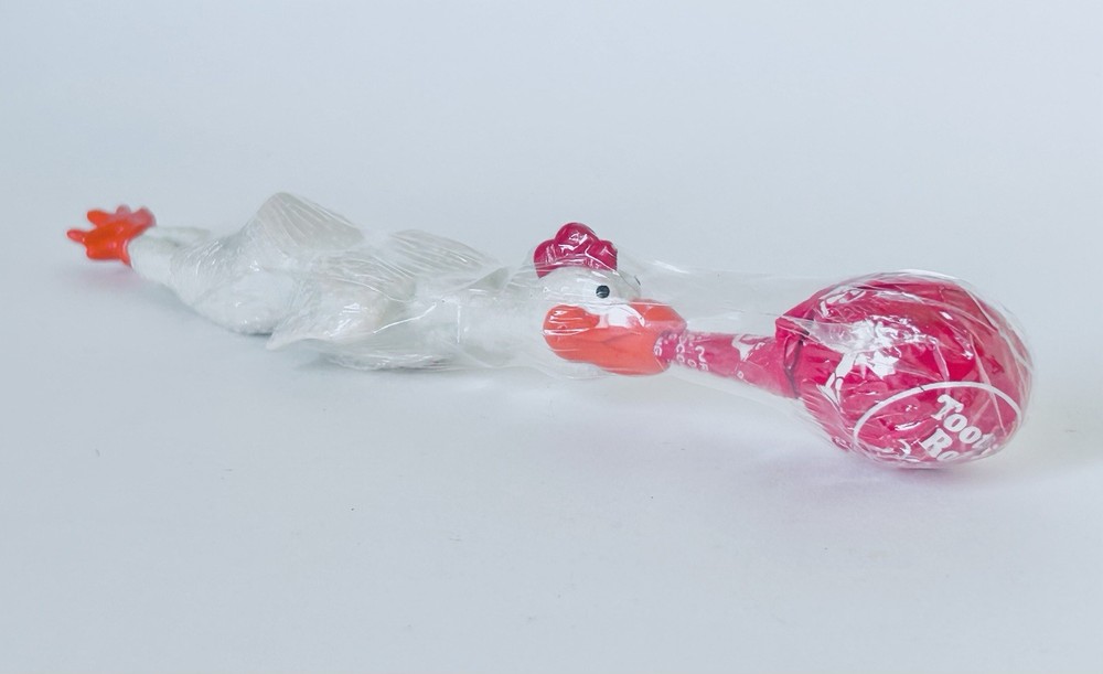 Vintage 1998 OddzOn RUBBER CHICKEN POP 5” Candy Container WHITE Cap Candy