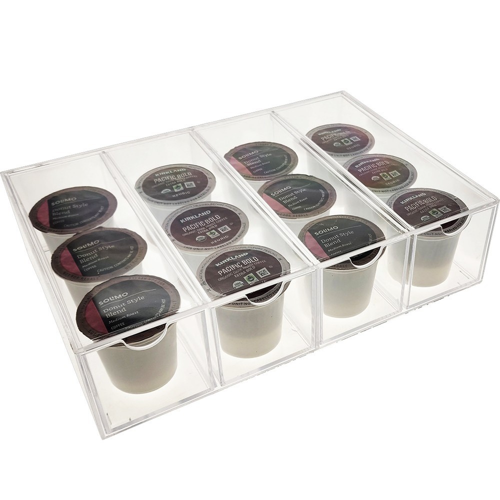 Stackable Acrylic K-Cup Coffee Pod Drawer Display Case - Vertical or Horizontal