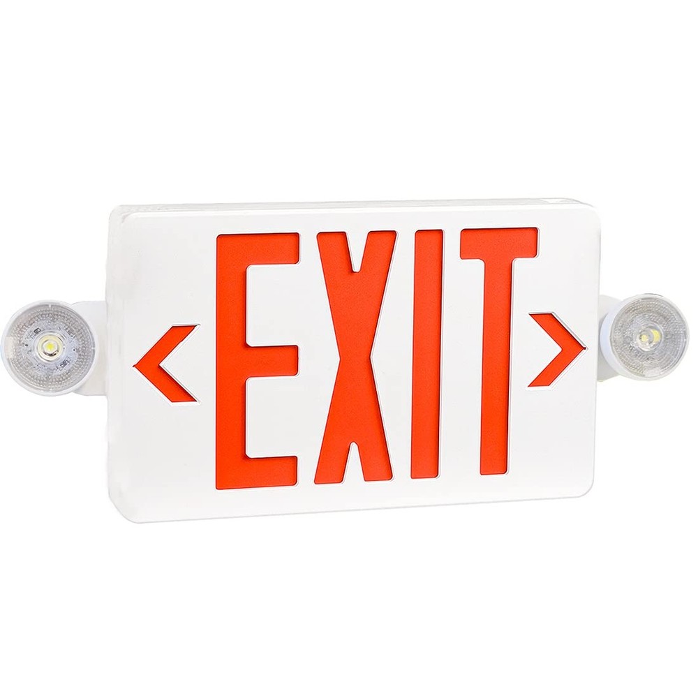Red Exit Sign with Lights，Adjustable Head Exit Lights with Battery Backup, Du...