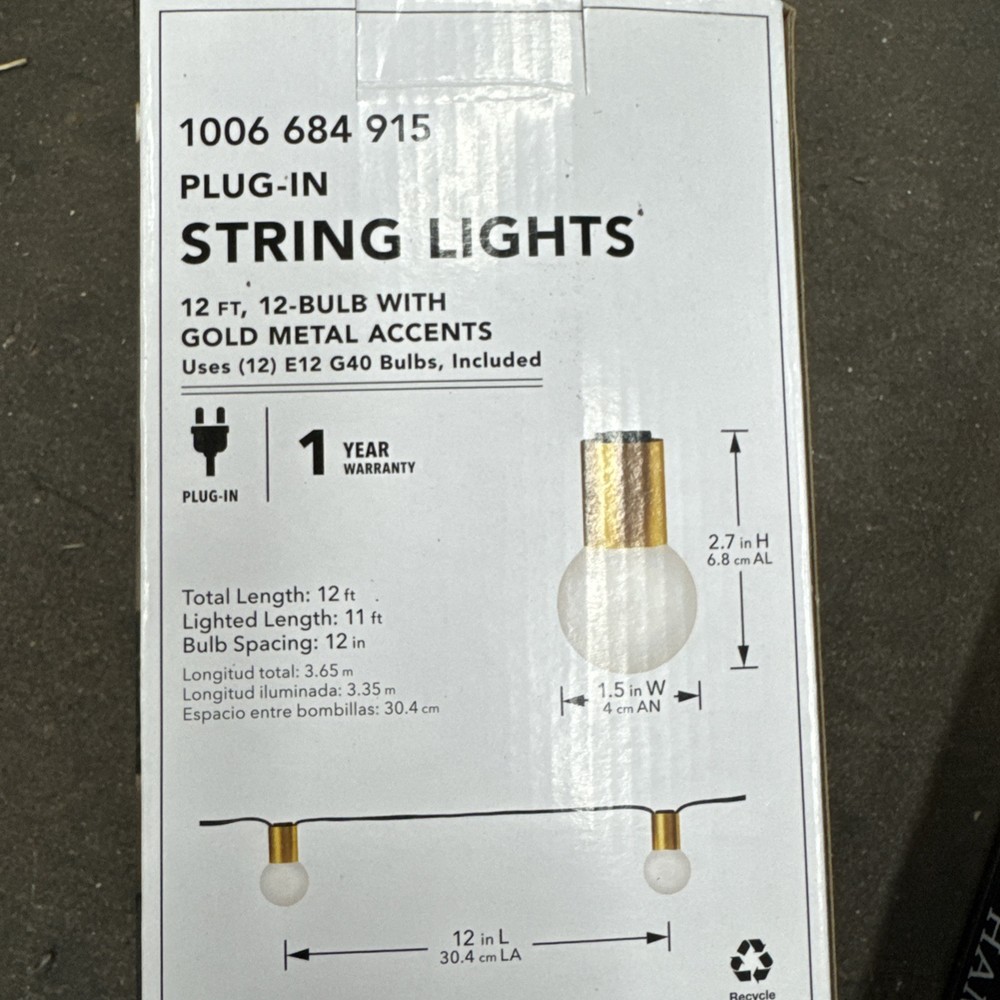 Hampton Bay Out/Indoor 12 ft PlugIn Bulb String Lights 2 Pack