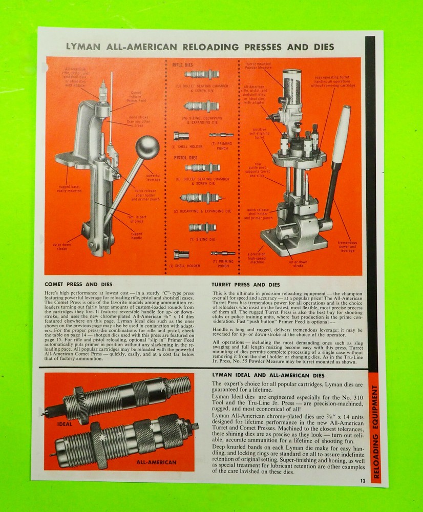 Lyman AA Comet Reloading Press Advertisement-NEW Copy-(2 separate sheets)