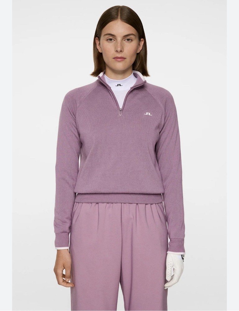 J.Lindeberg Ruth Windbreaker Pullover Wool Sweater Size M Very Grape