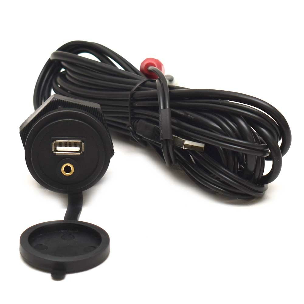 Marine Audio Boat Input Extension Cable AUX-35USB-CPS | Panel Mount 10 FT
