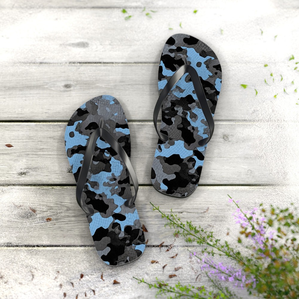 Blue Camo Flip Flops