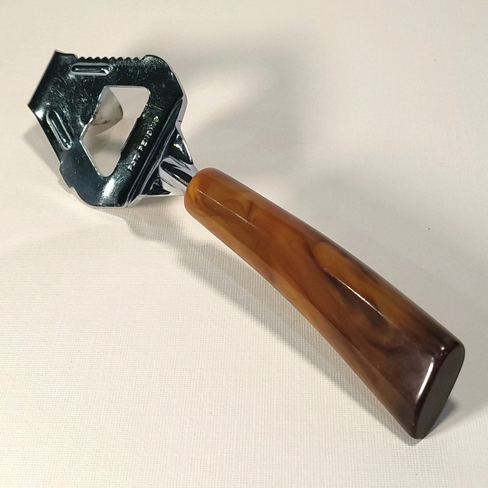 Bottle Can Opener Bar Kitchen Multitool Swirly Butterscotch Brown Handle