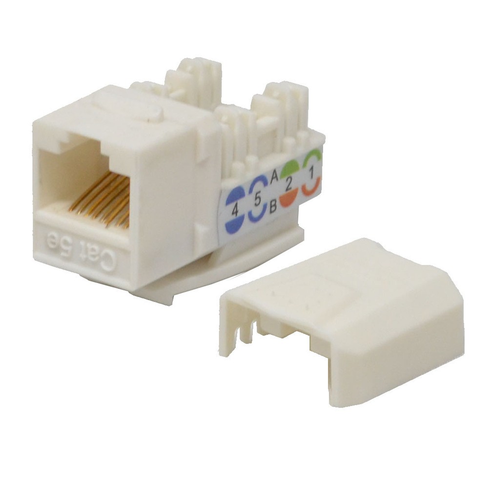 25 pack lot Keystone Jack Cat5e White Network Ethernet 110 Punchdown 8P8C