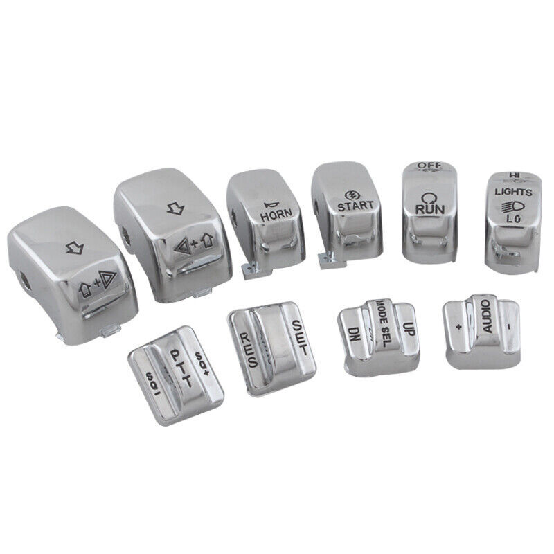 Chrome Hand Control Switch Housing Button Covers Caps Set Fit For Harley Dyna US