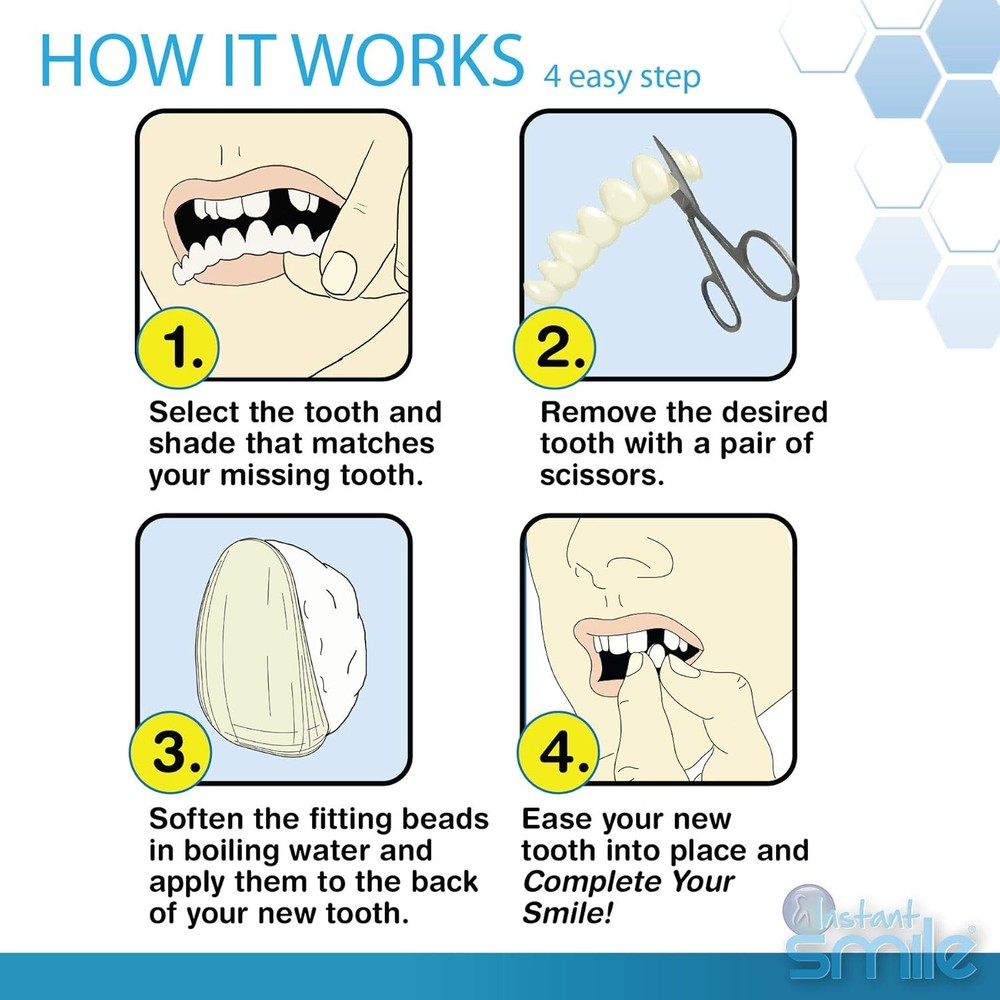 Instant Smile Complete Your Smile Temporary Tooth Replacement Kit - Replace a Mi