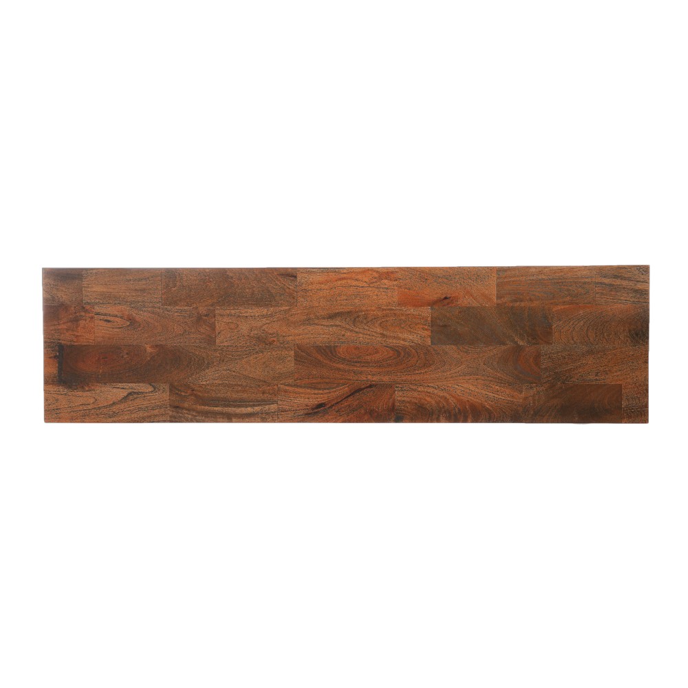 53" Modern Industrial Dining Bench, Mango Wood & Iron Frame, Brown Black