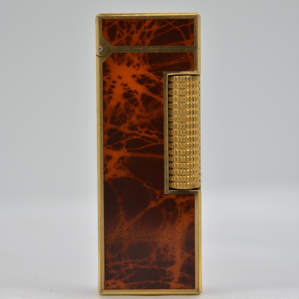 Dunhill Rollagas Lighter Laquer-Brown Shell-Ultrasonically cleaned_Working
